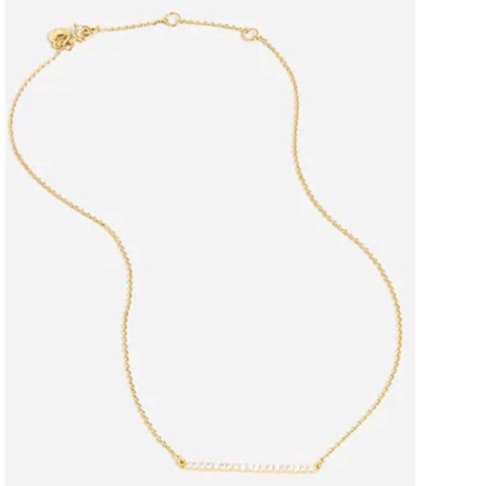 J. CREW Dainty Sparkle Gold Bar Pave Necklace NWT